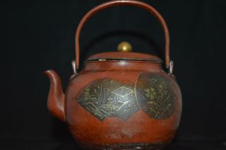 Antique Chinese Or Japanese Export Thin Metal Teapot