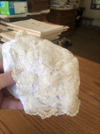 Antique Infant Lace Linen Bonnet Cap 19th Century White