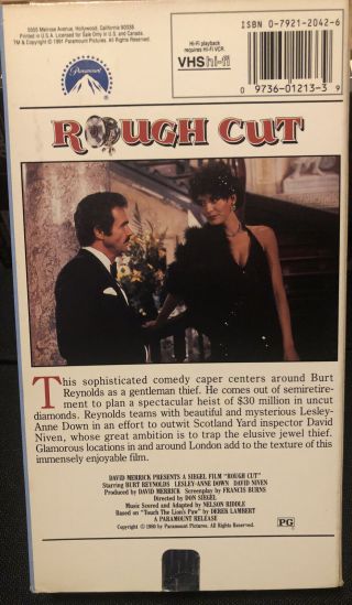 ROUGH CUT VHS OOP Burt Reynolds,  Lesley Anne Down (1980) LIKE AND RARE 2