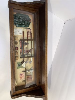 Vintage The History Of Golf Antique Collectible Shadow Box With Shelf On Top