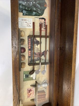 Vintage The History of Golf Antique Collectible Shadow Box With Shelf On Top 2