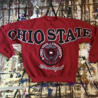Ohio State Buckeyes Vintage 80s Usa Made All Over Print Crewneck Sweatshirt L