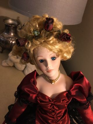 Vintage Collectible Memories Porcelain Lady Doll With Stand