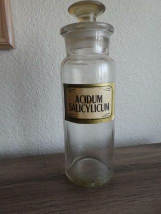 Antique Pharmacy Empty Apothecary Bottle - Acidum Salicylicum