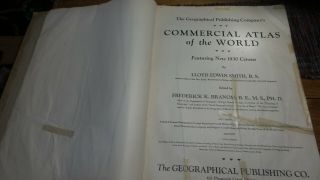 1930 Geographical Publishing Company Commercial Atlas Of The World Oversized