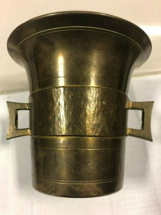 Antique Solid Brass Mortar & Pestale 5 " X 4.  5 " Tall With 10 " Pestle