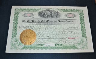 The Old Kentucky Gold Mining And Milling Company 1904 Antique Stock Certificate