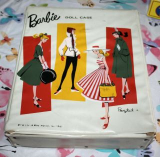 Vintage 1961 Barbie Doll Storage Case With 2 Dolls
