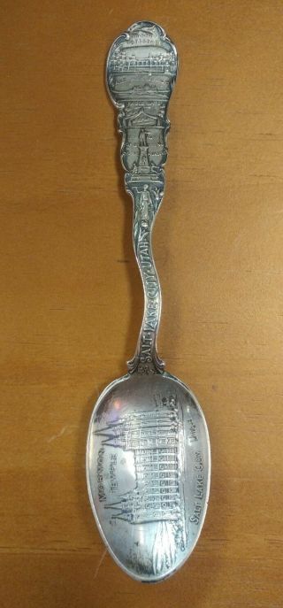 S 30 Sterling Souvenir Spoon Mormon Temple Salt Lake City Utah Very Ornate