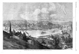 View Of Cincinnati,  Ohio - By C.  A.  Vanderhoof - 1876 Antique Print