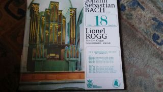 Lionel Rogg,  " J.  S.  Bach:organ Vol.  18 " Rare Vinyl Lp - Bach 1018