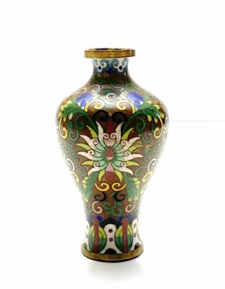 Small Antique Chinese Or Japanese Gilt Enamel Cloisonne Vase