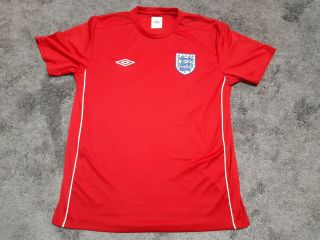 England Red Away Large Mens Football Shirt Very Good Condtion Rare Design Umbro 2