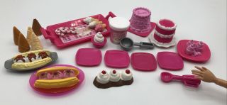 Barbie Doll Kitchen Sweets N Treats Cakes Ice Cream Cones Hot - Fudge Pink Dessert