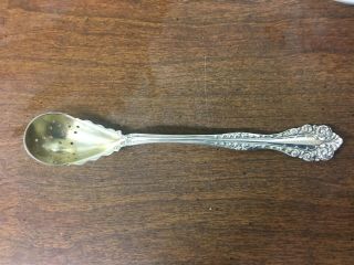 Alvin Florentine Sterling Silver Pierced Bowl Short Handle Olive Spoon No Mono