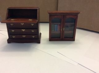 House Of Miniatures Chippendale Desk & Closed Cabinet Top 40017,  40001,  Assembled