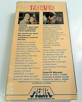 TIN MAN (VHS,  1983) DRAMA w/ TIMOTHY BOTTOMS (AMERICAN HERO,  TOP GUN) RARE VG 2