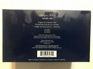 MIKASA ANTIQUE WHITE CREAMER & SUGAR BOWL W/ COVER HK400 - 789 SET 3