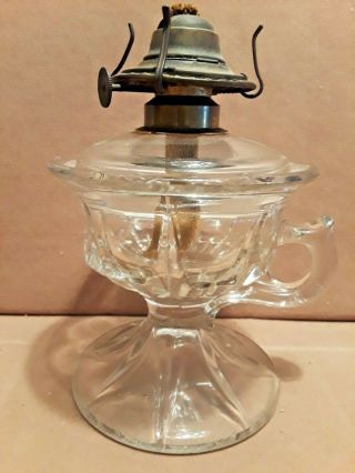 Vintage Antique Eapg Glass Pedestal Finger Oil Lamp P&a Mfg Co.  1880’s.  Rare