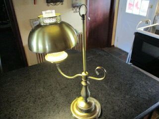 Vintage Antique Style Brass Tone Metal Piano Desk Table Lamp Light