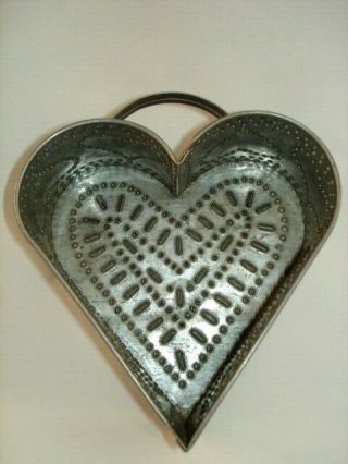 Primitive Punched Tin Heart 6 " Wide Home Decor Kitchen Rustic Farmhouse