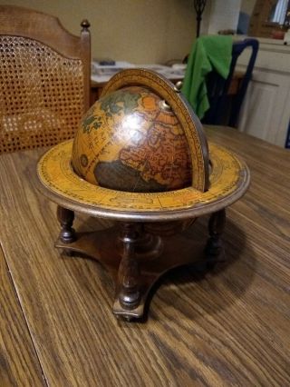 Vintage Old World Globe On Wooden Stand - Zodiac - Made In Italy 11 " X 11 "