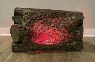 Vintage Electric Fake Fireplace Logs Rustic Crafts Englewood Nj " Flame " Spins