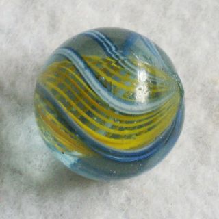 Antique Glass Marble German Handmade Yellow Lattice Core 5/8 " -