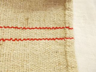 Vtg Antique Red Stripe Hemp Linen King Pillowcase Feed Sack Grain Bag 21x38
