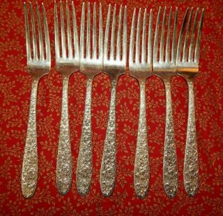 7 Silverplate National Silver Co.  Narcissus Lunch Fork 7 3/8 " No Reverse Design