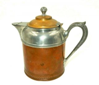 Antique Manning Bowman & Company Ornate Copper Silverplate Tea Pot 3 (340)