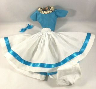 Vintage Top & White Skirt Outfit fits Jill,  White Panties & Hair Bow (No Doll) 2