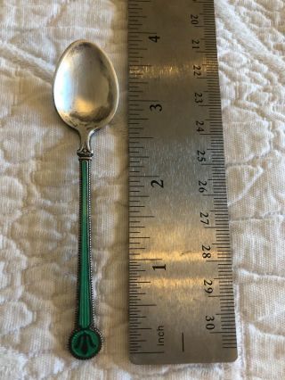 Vintage David Andersen Norway Sterling Silver green Enamel Demitasse Spoon 3
