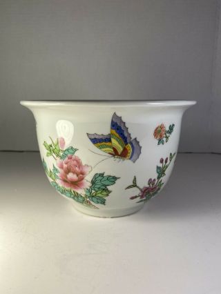 Vintage Chinese Porcelain Cachepot Jardiniere Planter 4.  5”x7”
