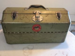 Vintage Antique Simonsen Tackle Box,  Metal 5 Tray,  Made Chicago,  Il Usa