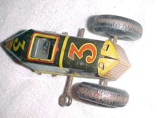 Antique Marx Racer Tin Litho Wind - Up Race Car - Number 3 -