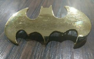 Vintage Batman Bat Symbol Pin Pinback Brooch Broach Comic Book Rare Gold Costume