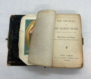 The Treasury Of The Sacred Heart - Antique Religious Book Torn Cover