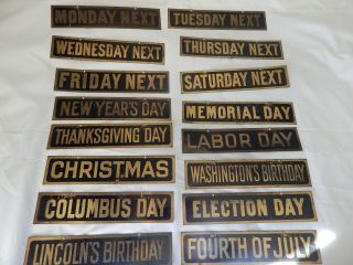 16 Antique Vintage Brass Calendar Door Wall Bank Store Signs Holidays