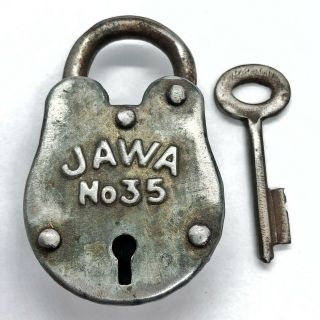 Authentic Antique Lock & Key Padlock - Ca.  1890 - 1950 India Brass Iron Old Tool