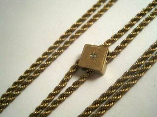 Antique Vintage Gold Filled Watch Chain W/rose Cut Diamond Slide Or Necklace