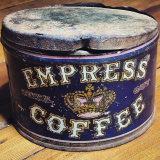 Antique Vintage Empress Tin Litho Coffee Can - General Store Duluth Minnesota Mn