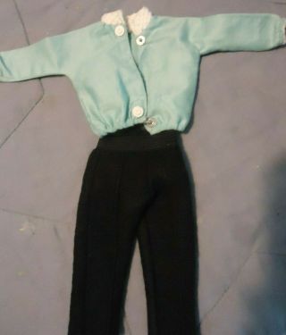 1958 Vintage Vogue Jill Aqua Ski Jacket With Black Felt Pants Evc