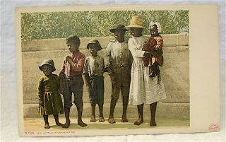 Antique - - - - - - - Black Americana - - - - - - - - - - Post Card - - - - " Six Little Pickaninnies "