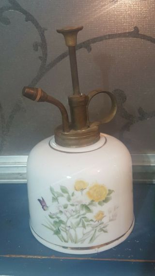 Vintage Takahashi Porcelain Plant Sprayer Mister 3 Flower Scenes Japan