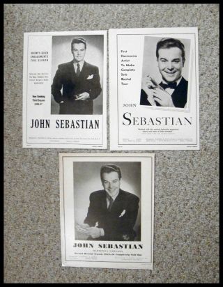 Very Rare Three (3) 1945 - 1946 " John Sebastian Sr.  " Promo Flyers