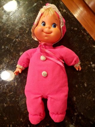 11 " Vintage 1970 Mattel Baby Beans Pink Bitty Doll Stuffed Animal Plush Bean Toy