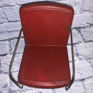 Vintage Salesman Sample Red Miniature Metal Patio Chair Mid Century Hotel Doll 2