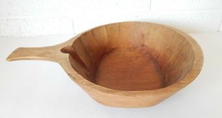 Antique Primitive Wooden Carved Scoop Bowl