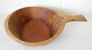 Antique Primitive Wooden Carved Scoop Bowl 2